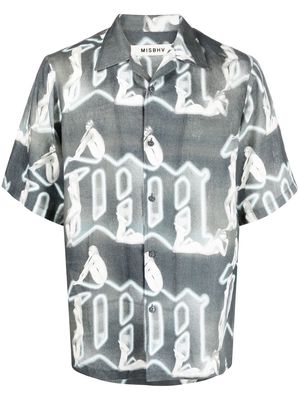 MISBHV linen monogram-pattern shirt - Grey