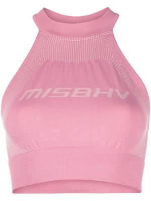 MISBHV logo-jacquard cropped halter top - Pink