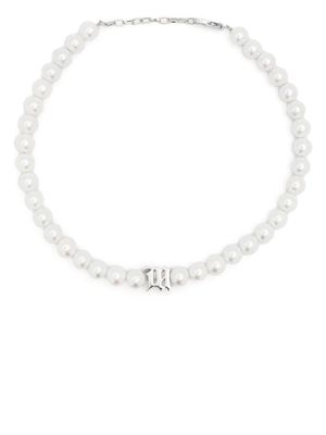 MISBHV logo-plaque pearl necklace - White