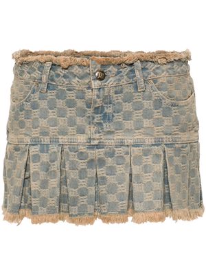 MISBHV monogram-jacquard denim miniskirt - Blue