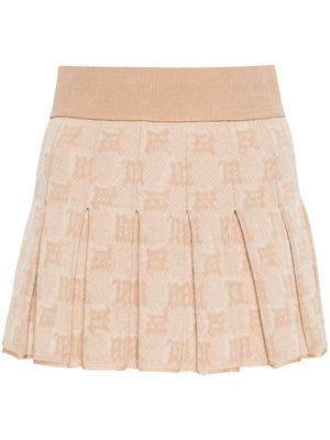 MISBHV monogram-jacquard pleated mini skirt - Neutrals