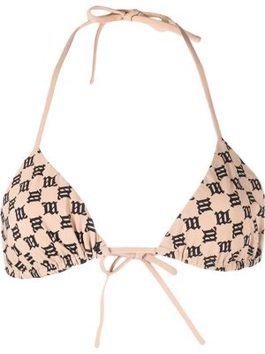 MISBHV monogram-pattern bikini top - Neutrals