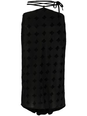 MISBHV monogram-pattern midi skirt - Black