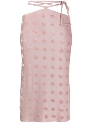 MISBHV monogram-pattern midi skirt - Pink