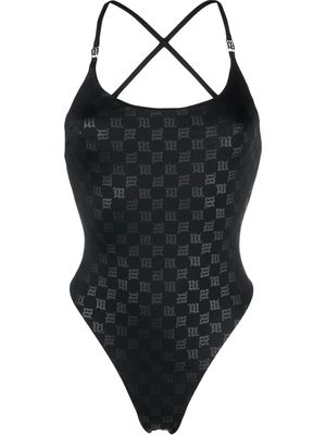 MISBHV monogram-pattern one-piece swimsuit - Black