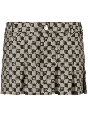 MISBHV monogram-pattern pleated mini skirt - Black