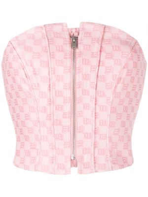 MISBHV monogram-print corset top - Pink