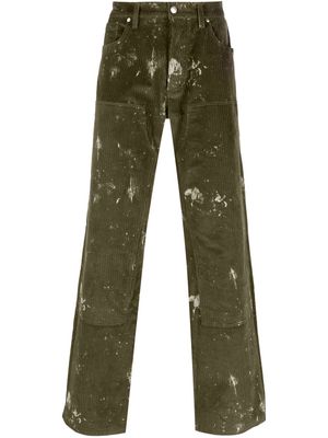 MISBHV paint-splatter corduroy trousers - Green