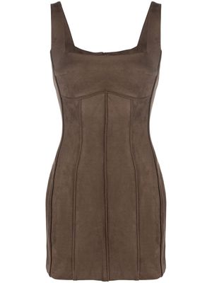 MISBHV panelled faux suede mini dress - Brown