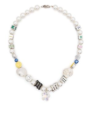 MISBHV pearl logo-charm detail necklace - White