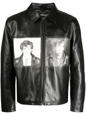 MISBHV portrait-print leather jacket - Black