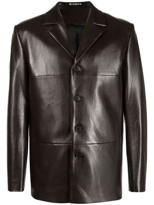 MISBHV single-breasted faux-leather blazer - Brown