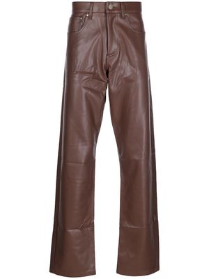 MISBHV straight-leg faux leather trousers - Brown
