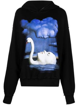 MISBHV swan graphic print hoodie - BLACK