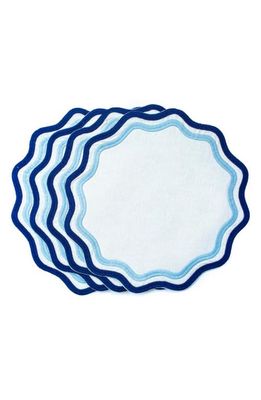 MISETTE Set of 4 Stripe Linen Placemats in Light Blue 