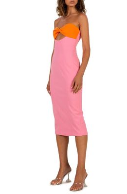 MISHA Antonella Strapless Cocktail Dress in Pink Lemonade/Sun Orange