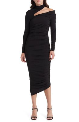MISHA COLLECTION Clotilde Cutout Long Sleeve Body-Con Cocktail Dress in Black