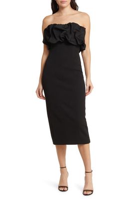 MISHA COLLECTION Evalina Strapless Ruffle Cocktail Dress in Black