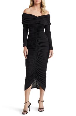 MISHA COLLECTION Isaure Ruched Long Sleeve Body-Con Cocktail Dress in Black