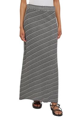 Misook A-Line Jacquard Knit Maxi Skirt in New Ivory/Black