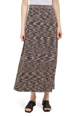 Misook A-Line Knit Midi Skirt in Mteal/black/Gold