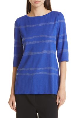 Misook Abstract Stripe Sweater in True Blue/Cornflower Blue