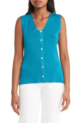 Misook Button Knit Tank in French Blue