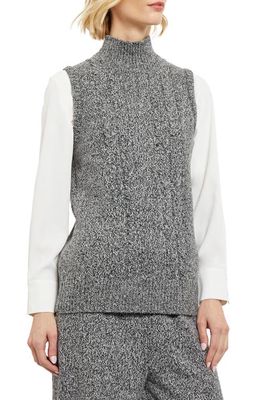 Misook Cable Knit Sleeveless Top in Black/New Ivory