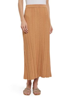 Misook Cable Stitch A-Line Midi Skirt in Goldenwood