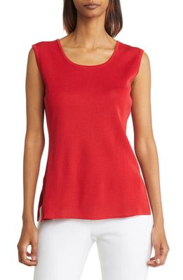 Misook Classic Knit Tank in Sunset Red