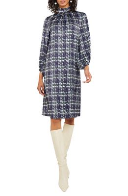 Misook Crêpe de Chine Long Sleeve Shift Dress in Oceanic/mult