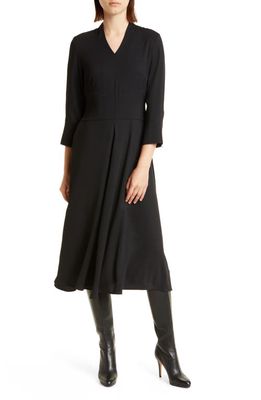 Misook Crêpe de Chine Midi Dress in Black