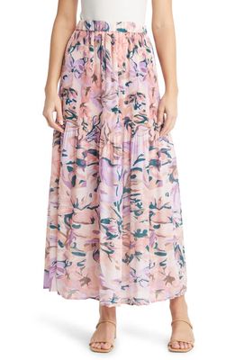 Misook Floral Maxi Skirt in Rose P/Multi