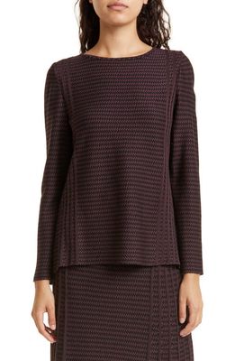 Misook Houndstooth Tunic Sweater in Mahogany/Black