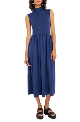 Misook Mixed Media Fit & Flare Dress in Oceanic