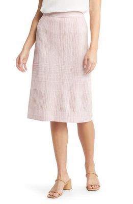 Misook Mixed Stitch Straight Knit Skirt in Rose/Multi