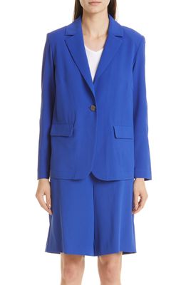 Misook Notch Collar Woven Blazer in True Blue