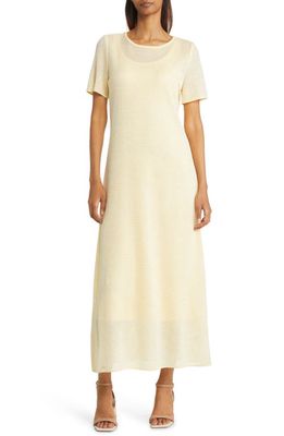 Misook Ottoman Knit A-Line Dress in Pale Gold