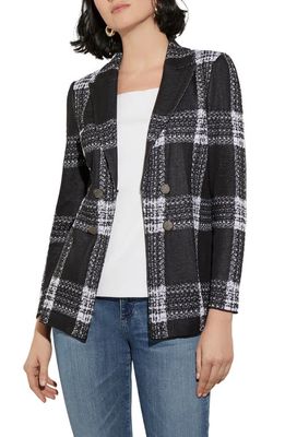 Misook Plaid Knit Blazer in Black/White