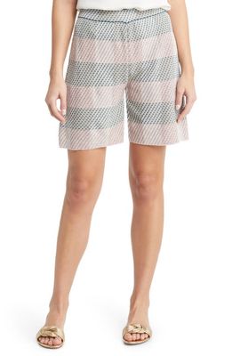 Misook Plaid Knit Shorts in Rose P/Multi