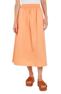 Misook Pleat Cotton Skirt in Citrine