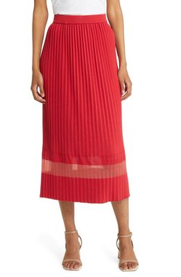Misook Pleat Knit Skirt in Sunset Red
