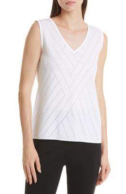 Misook Pointelle Sweater Tank in White