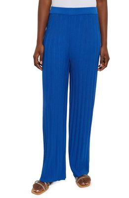 Misook Rib Wide Leg Pants in Lyons Blue