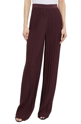 Misook Ribbed Wide Leg Pants in Mahogany