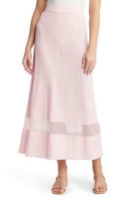 Misook Sheer Detail Rib Knit Skirt in Rose Petal