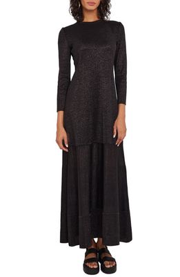 Misook Shimmer Long Sleeve Knit Dress in Black