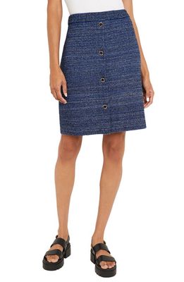 Misook Shimmer Tweed Skirt in Oceanic/Black