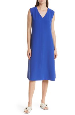 Misook Sleeveless A-Line Shift Dress in True Blue