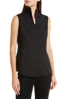 Misook Sleeveless Stand Collar Blouse in Black